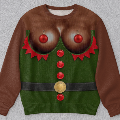 🎄Custom Funny Ugly Sweatshirt - Personalized Christmas Birthday Gifts For Wife, Daughter, Besties, Sisters, Granddaughter, Grandma, Mom, Yourself - Tis The Season To Misbehave 🎁