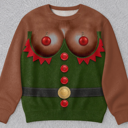 🎄Custom Funny Ugly Sweatshirt - Personalized Christmas Birthday Gifts For Wife, Daughter, Besties, Sisters, Granddaughter, Grandma, Mom, Yourself - Tis The Season To Misbehave 🎁