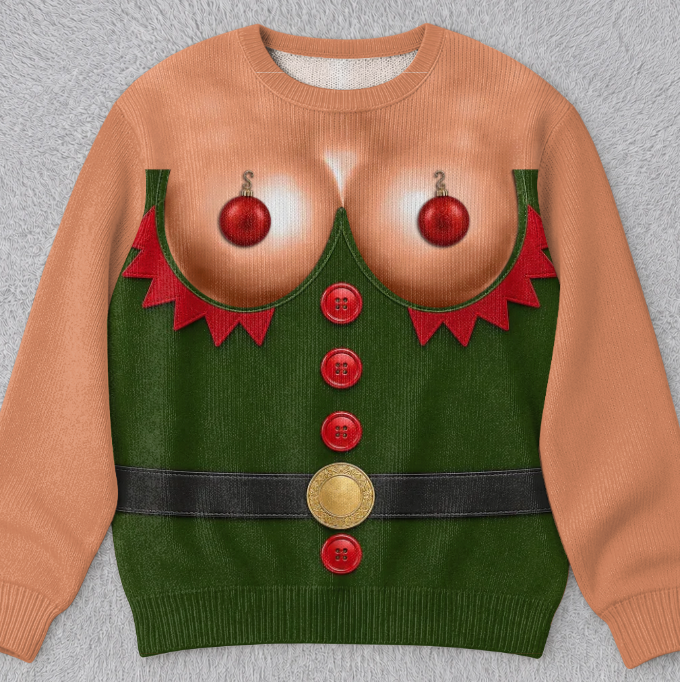 🎄Custom Funny Ugly Sweatshirt - Personalized Christmas Birthday Gifts For Wife, Daughter, Besties, Sisters, Granddaughter, Grandma, Mom, Yourself - Tis The Season To Misbehave 🎁