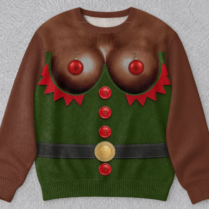 🎄Custom Funny Ugly Sweatshirt - Personalized Christmas Birthday Gifts For Wife, Daughter, Besties, Sisters, Granddaughter, Grandma, Mom, Yourself - Tis The Season To Misbehave 🎁