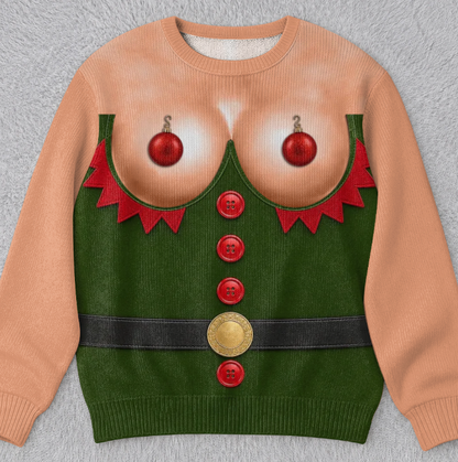 🎄Custom Funny Ugly Sweatshirt - Personalized Christmas Birthday Gifts For Wife, Daughter, Besties, Sisters, Granddaughter, Grandma, Mom, Yourself - Tis The Season To Misbehave 🎁
