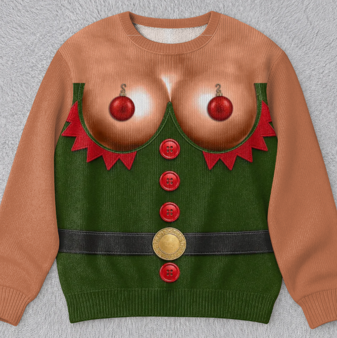 🎄Custom Funny Ugly Sweatshirt - Personalized Christmas Birthday Gifts For Wife, Daughter, Besties, Sisters, Granddaughter, Grandma, Mom, Yourself - Tis The Season To Misbehave 🎁