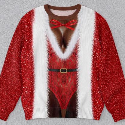 🎄Custom Funny Ugly Sweatshirt - Personalized Christmas Birthday Gifts For Wife, Daughter, Besties, Sisters, Granddaughter, Grandma, Mom, Yourself - Tis The Season To Misbehave 🎁