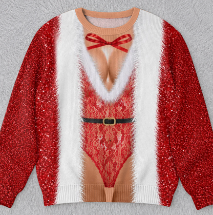 🎄Custom Funny Ugly Sweatshirt - Personalized Christmas Birthday Gifts For Wife, Daughter, Besties, Sisters, Granddaughter, Grandma, Mom, Yourself - Tis The Season To Misbehave 🎁