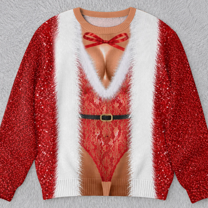 🎄Custom Funny Ugly Sweatshirt - Personalized Christmas Birthday Gifts For Wife, Daughter, Besties, Sisters, Granddaughter, Grandma, Mom, Yourself - Tis The Season To Misbehave 🎁