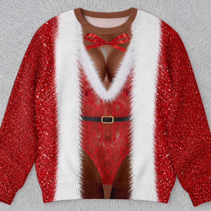 🎄Custom Funny Ugly Sweatshirt - Personalized Christmas Birthday Gifts For Wife, Daughter, Besties, Sisters, Granddaughter, Grandma, Mom, Yourself - Tis The Season To Misbehave 🎁