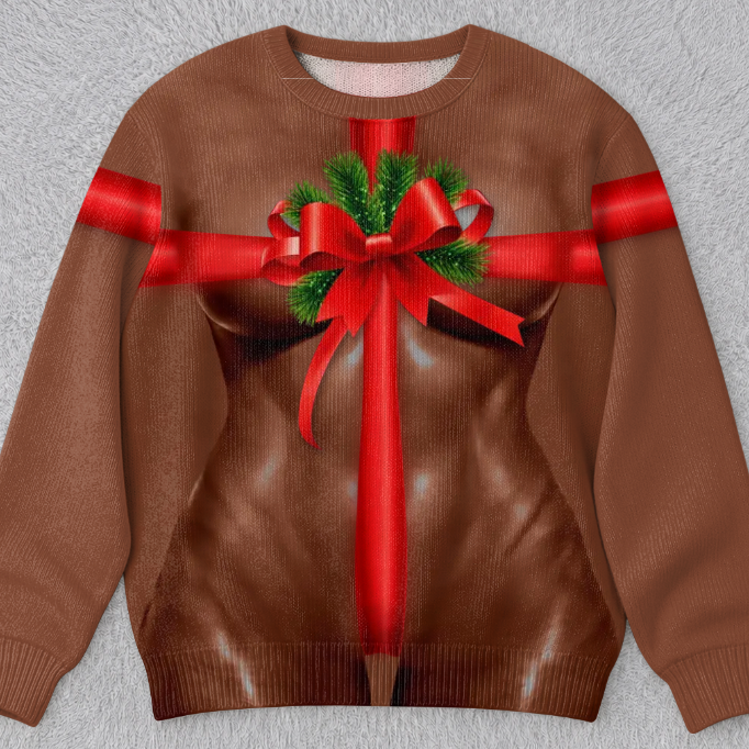 🎄Custom Funny Ugly Sweatshirt - Personalized Christmas Birthday Gifts For Wife, Daughter, Besties, Sisters, Granddaughter, Grandma, Mom, Yourself - Tis The Season To Misbehave 🎁
