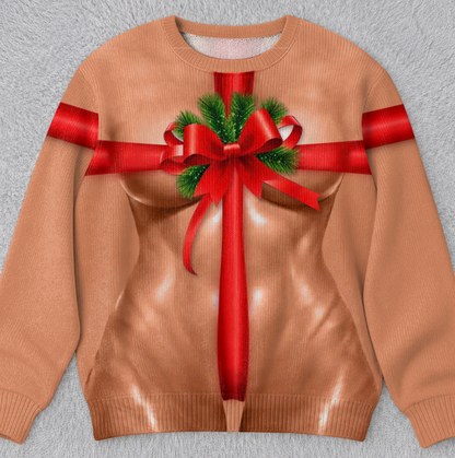 🎄Custom Funny Ugly Sweatshirt - Personalized Christmas Birthday Gifts For Wife, Daughter, Besties, Sisters, Granddaughter, Grandma, Mom, Yourself - Tis The Season To Misbehave 🎁