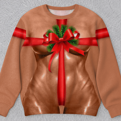 🎄Custom Funny Ugly Sweatshirt - Personalized Christmas Birthday Gifts For Wife, Daughter, Besties, Sisters, Granddaughter, Grandma, Mom, Yourself - Tis The Season To Misbehave 🎁