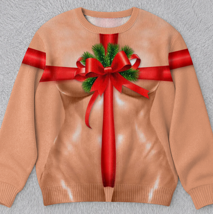 🎄Custom Funny Ugly Sweatshirt - Personalized Christmas Birthday Gifts For Wife, Daughter, Besties, Sisters, Granddaughter, Grandma, Mom, Yourself - Tis The Season To Misbehave 🎁