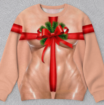 🎄Custom Funny Ugly Sweatshirt - Personalized Christmas Birthday Gifts For Wife, Daughter, Besties, Sisters, Granddaughter, Grandma, Mom, Yourself - Tis The Season To Misbehave 🎁