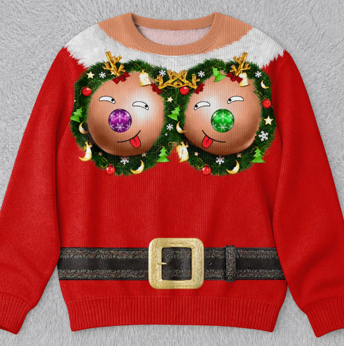 🎄Custom Funny Ugly Sweatshirt - Personalized Christmas Birthday Gifts For Wife, Daughter, Besties, Sisters, Granddaughter, Grandma, Mom, Yourself - Tis The Season To Misbehave 🎁