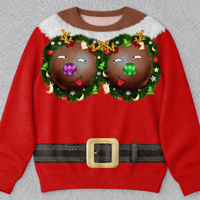 🎄Custom Funny Ugly Sweatshirt - Personalized Christmas Birthday Gifts For Wife, Daughter, Besties, Sisters, Granddaughter, Grandma, Mom, Yourself - Tis The Season To Misbehave 🎁