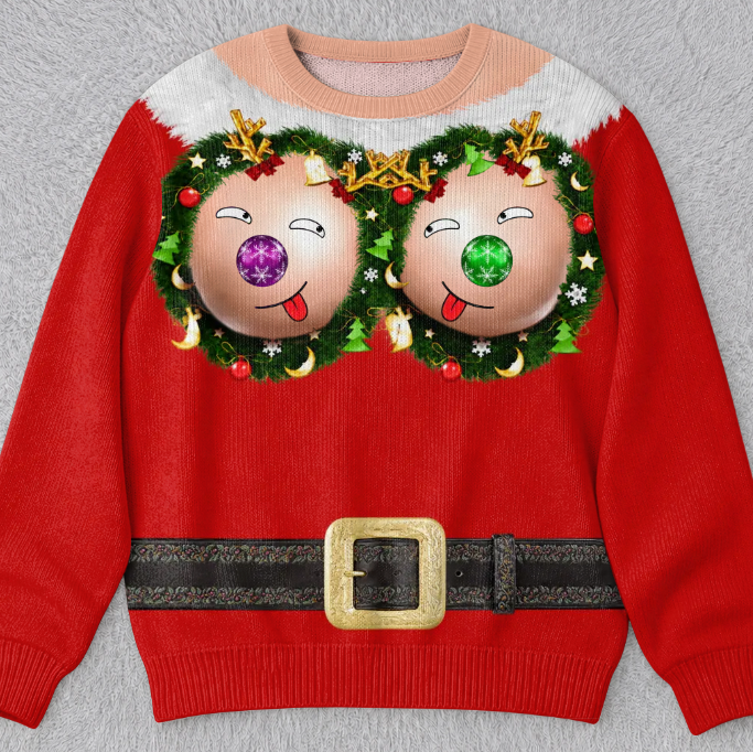 🎄Custom Funny Ugly Sweatshirt - Personalized Christmas Birthday Gifts For Wife, Daughter, Besties, Sisters, Granddaughter, Grandma, Mom, Yourself - Tis The Season To Misbehave 🎁