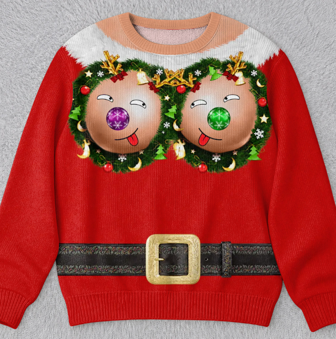 🎄Custom Funny Ugly Sweatshirt - Personalized Christmas Birthday Gifts For Wife, Daughter, Besties, Sisters, Granddaughter, Grandma, Mom, Yourself - Tis The Season To Misbehave 🎁