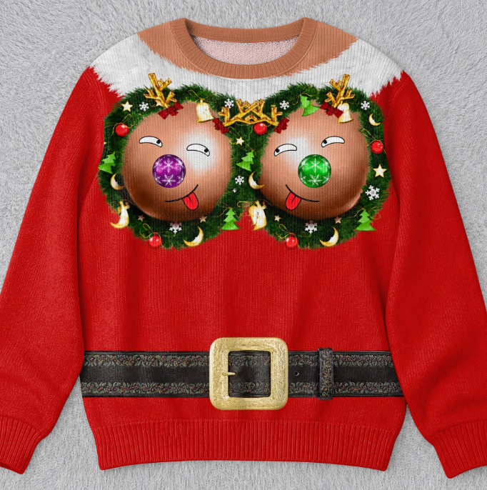 🎄Custom Funny Ugly Sweatshirt - Personalized Christmas Birthday Gifts For Wife, Daughter, Besties, Sisters, Granddaughter, Grandma, Mom, Yourself - Tis The Season To Misbehave 🎁