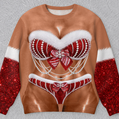 🎄Custom Funny Ugly Sweatshirt - Personalized Christmas Birthday Gifts For Wife, Daughter, Besties, Sisters, Granddaughter, Grandma, Mom, Yourself - Tis The Season To Misbehave 🎁