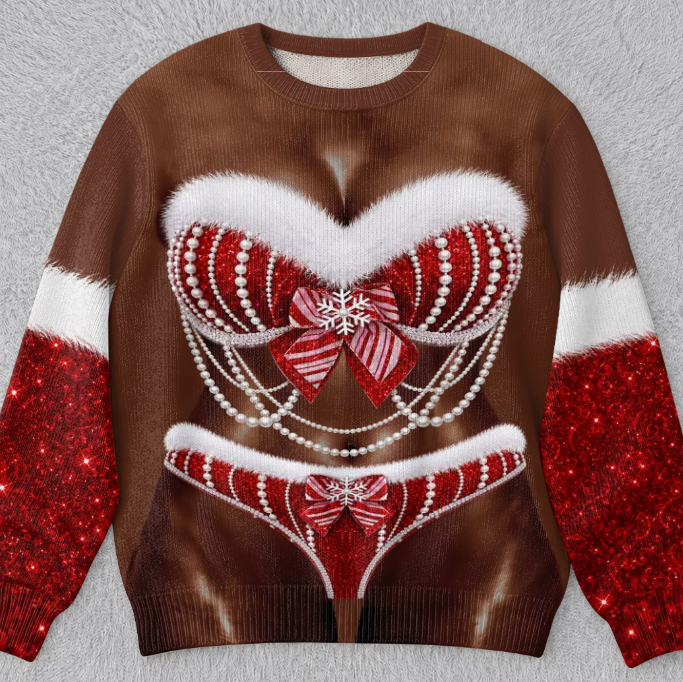 🎄Custom Funny Ugly Sweatshirt - Personalized Christmas Birthday Gifts For Wife, Daughter, Besties, Sisters, Granddaughter, Grandma, Mom, Yourself - Tis The Season To Misbehave 🎁