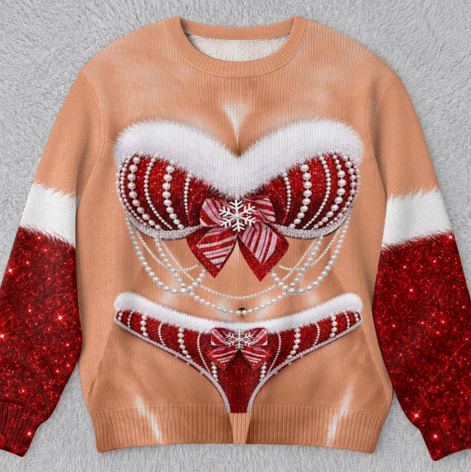 🎄Custom Funny Ugly Sweatshirt - Personalized Christmas Birthday Gifts For Wife, Daughter, Besties, Sisters, Granddaughter, Grandma, Mom, Yourself - Tis The Season To Misbehave 🎁