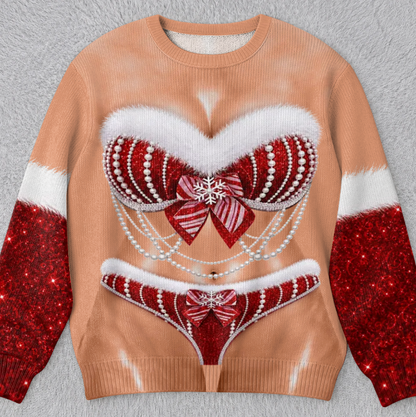 🎄Custom Funny Ugly Sweatshirt - Personalized Christmas Birthday Gifts For Wife, Daughter, Besties, Sisters, Granddaughter, Grandma, Mom, Yourself - Tis The Season To Misbehave 🎁