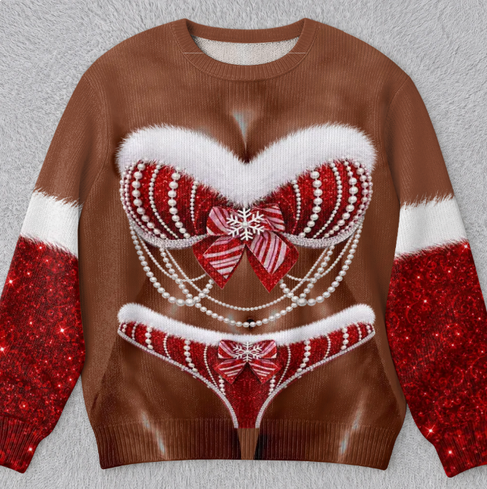 🎄Custom Funny Ugly Sweatshirt - Personalized Christmas Birthday Gifts For Wife, Daughter, Besties, Sisters, Granddaughter, Grandma, Mom, Yourself - Tis The Season To Misbehave 🎁