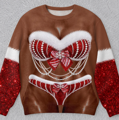 🎄Custom Funny Ugly Sweatshirt - Personalized Christmas Birthday Gifts For Wife, Daughter, Besties, Sisters, Granddaughter, Grandma, Mom, Yourself - Tis The Season To Misbehave 🎁