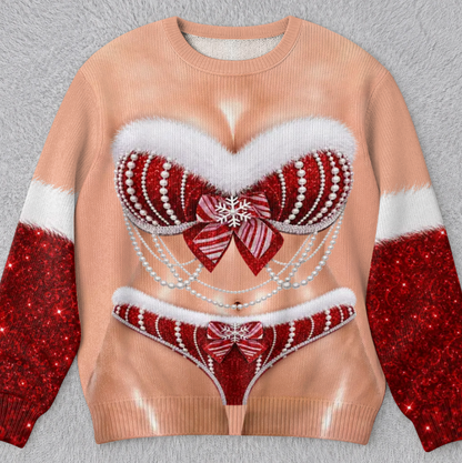 🎄Custom Funny Ugly Sweatshirt - Personalized Christmas Birthday Gifts For Wife, Daughter, Besties, Sisters, Granddaughter, Grandma, Mom, Yourself - Tis The Season To Misbehave 🎁