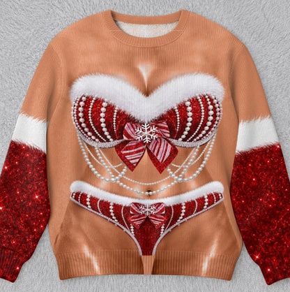🎄Custom Funny Ugly Sweatshirt - Personalized Christmas Birthday Gifts For Wife, Daughter, Besties, Sisters, Granddaughter, Grandma, Mom, Yourself - Tis The Season To Misbehave 🎁