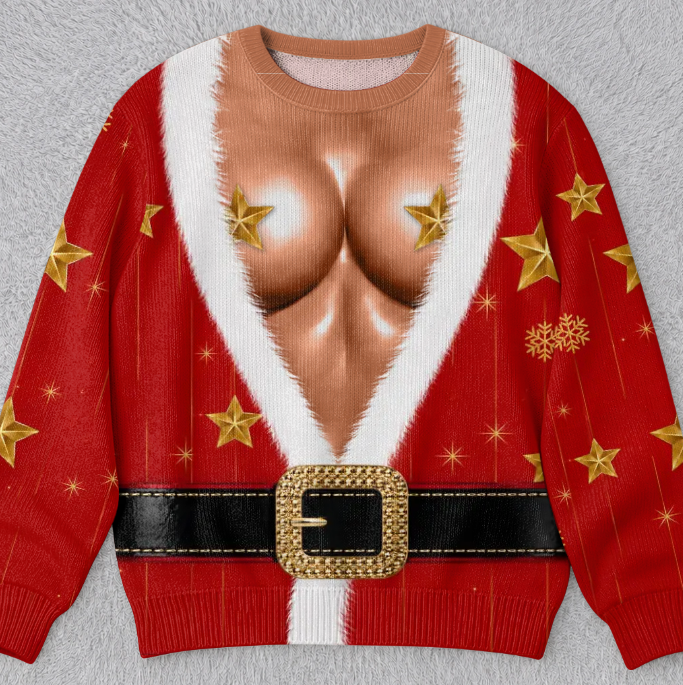 🎄Custom Funny Ugly Sweatshirt - Personalized Christmas Birthday Gifts For Wife, Daughter, Besties, Sisters, Granddaughter, Grandma, Mom, Yourself - Tis The Season To Misbehave 🎁